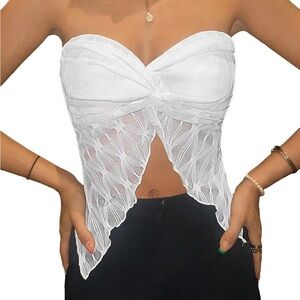 - Sweet heart ban-do crop top white with rose pattern size small